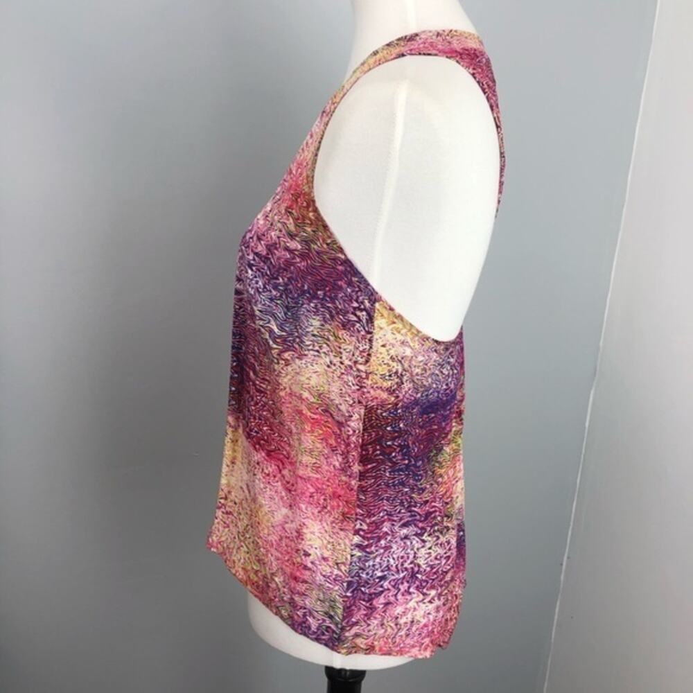 Alexis Silk Racerback Colorful Watercolor Sleeveless Racerback Tank Top Small - Picture 5 of 7